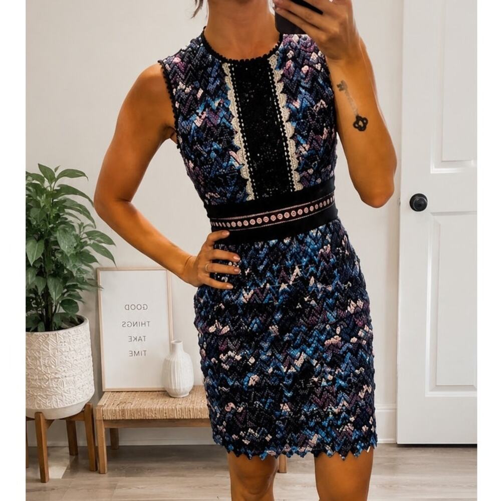 Saloni Silk Blend Sheath Dress Size 4 RTR Designer Cocktail Dress
